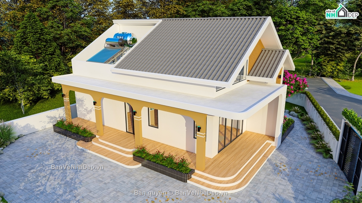 biệt thự vườn,Bản vẽ biệt thự vườn 9x13m,bản vẽ nhà vườn