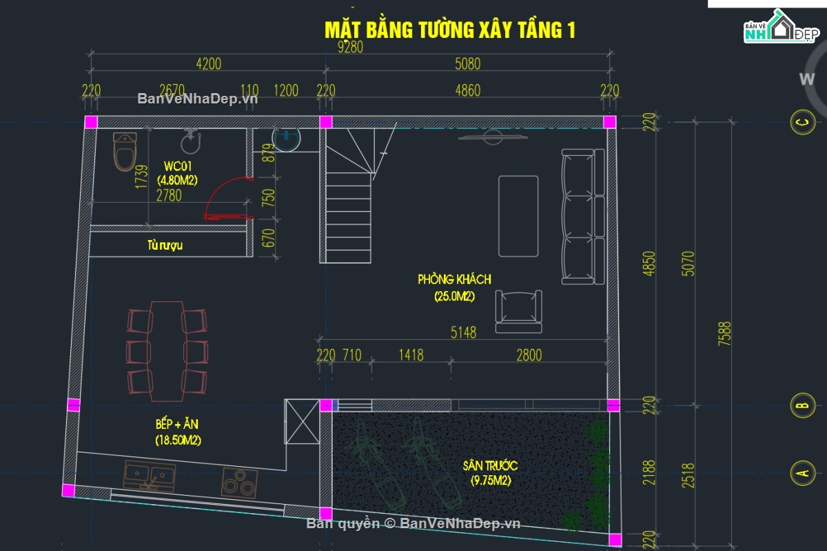 Bản vẽ full,Bản vẽ nhà phố,nhà phố 3 tầng