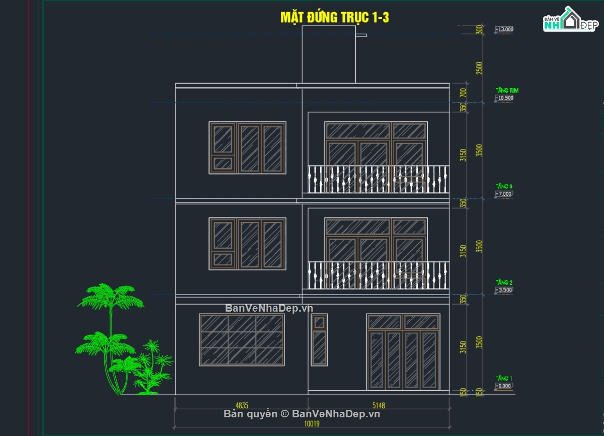Bản vẽ full,Bản vẽ nhà phố,nhà phố 3 tầng