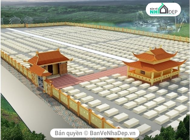 bản vẽ nghĩa trang,bản vẽ thiết kế nghĩa trang,nhà quản trang,bản vẽ nhà quản trang