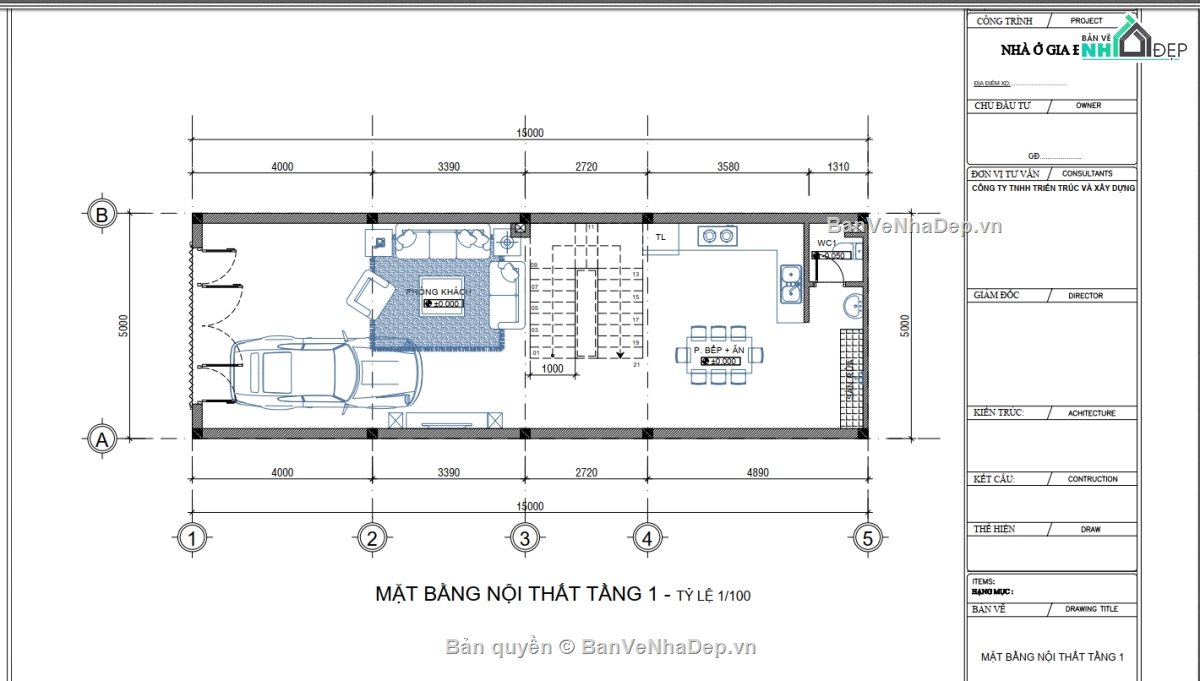 Bản vẽ nhà phố 3 tầng,nhà phố 5x15m 3 tầng,Bản vẽ nhà phố 3 tầng 5x15m,nhà 3 tầng,3 tầng,nhà