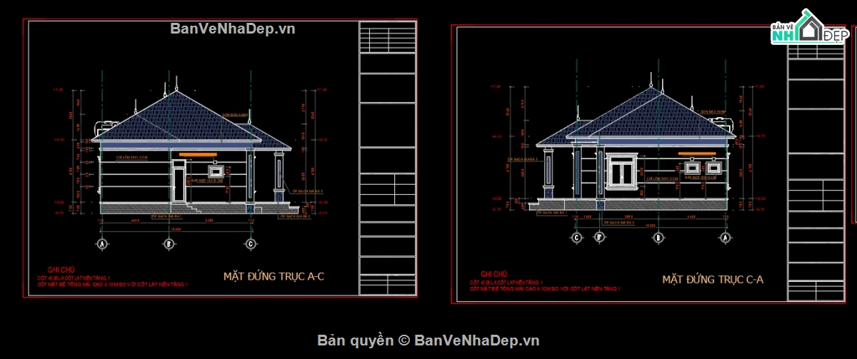 biệt thự 1 tầng,file cad biệt thự 1 tầng,biệt thự 1 tầng mái nhật,autocad biệt thự 1 tầng