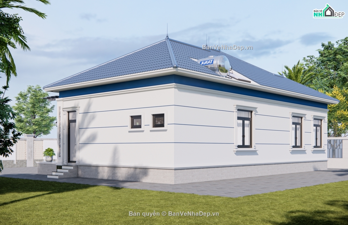 biệt thự 1 tầng,file cad biệt thự 1 tầng,biệt thự 1 tầng mái nhật,autocad biệt thự 1 tầng