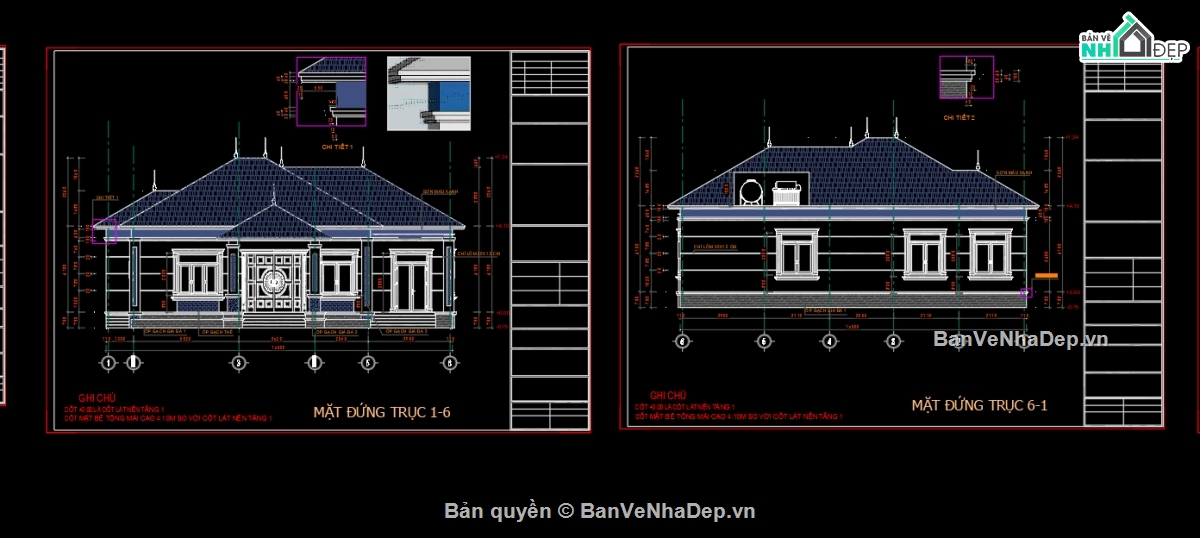 biệt thự 1 tầng,file cad biệt thự 1 tầng,biệt thự 1 tầng mái nhật,autocad biệt thự 1 tầng