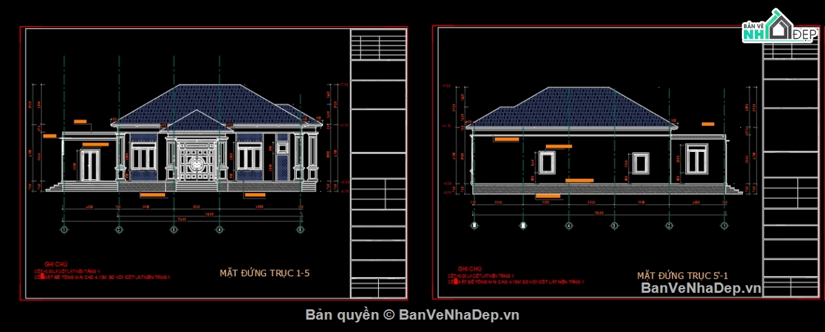1 tầng mái nhật,biệt thự 1 tầng mái nhật,file cad biệt thự 1 tầng,bản vẽ biệt thự 1 tầng