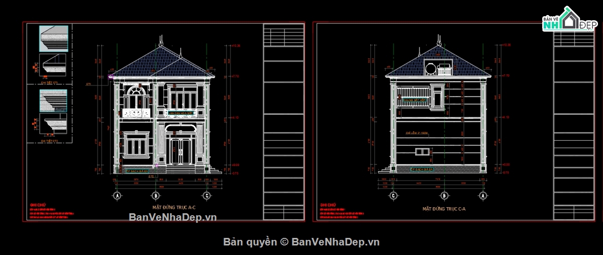 nhà 2 tầng,nhà 2 tầng mái nhật tân cổ,biệt thự 2 tầng mái nhật,bản vẽ biệt thự 2 tầng