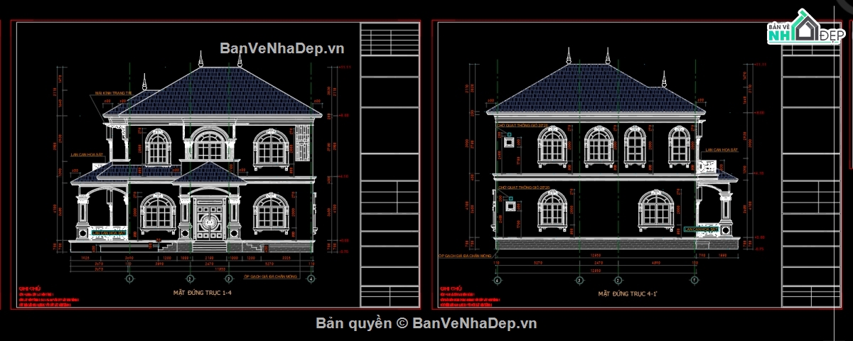 Biệt thự 2 tầng,File cad biệt thự 2 tầng,biệt thự 2 tầng file cad,bản vẽ biệt thự 2 tầng