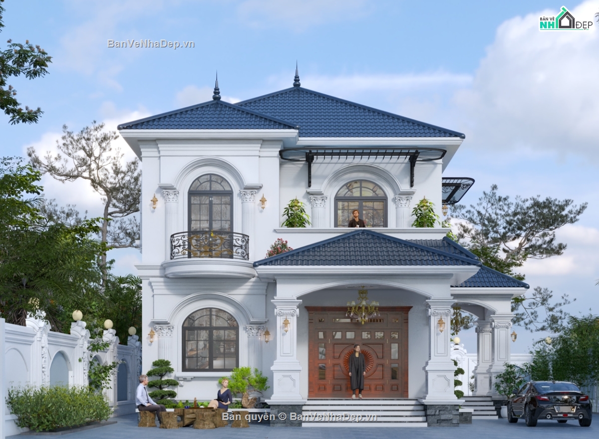 Biệt thự 2 tầng,File cad biệt thự 2 tầng,biệt thự 2 tầng file cad,bản vẽ biệt thự 2 tầng