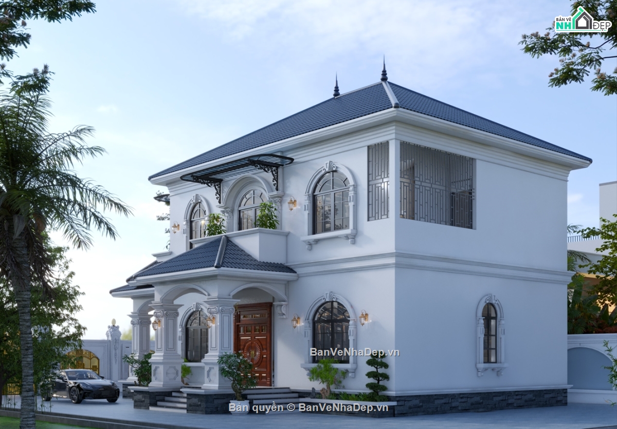 Biệt thự 2 tầng,File cad biệt thự 2 tầng,biệt thự 2 tầng file cad,bản vẽ biệt thự 2 tầng