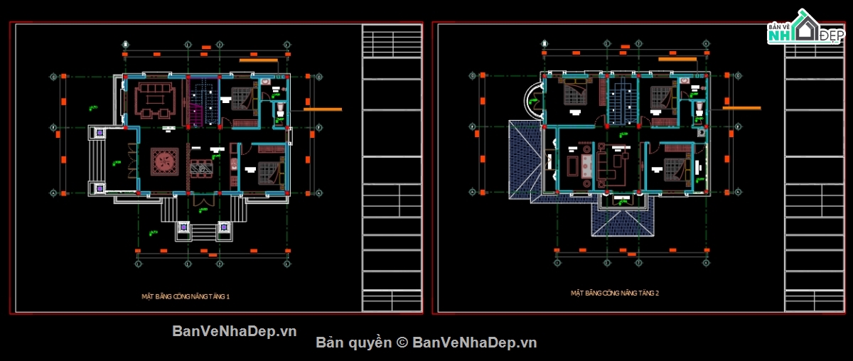 Biệt thự 2 tầng,File cad biệt thự 2 tầng,biệt thự 2 tầng file cad,bản vẽ biệt thự 2 tầng