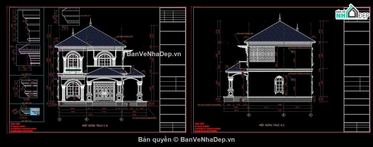 Biệt thự 2 tầng,File cad biệt thự 2 tầng,biệt thự 2 tầng file cad,bản vẽ biệt thự 2 tầng