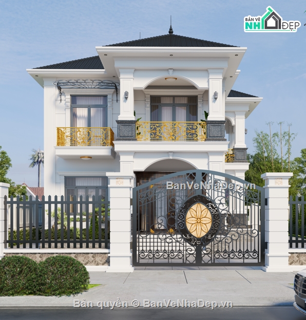 Biệt thự 2 tầng,Bản vẽ biệt thự 2 tầng,file cad biệt thự 2 tầng