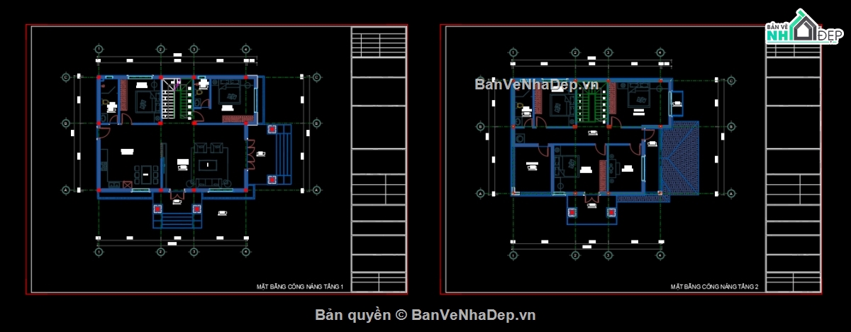 kiến trúc nhà 2 tầng,biệt thự 2 tầng,biệt thự 2 tầng mái nhật,bản vẽ biệt thự 2 tầng