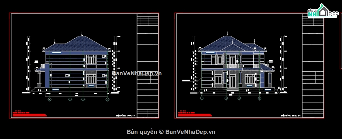 kiến trúc nhà 2 tầng,biệt thự 2 tầng,biệt thự 2 tầng mái nhật,bản vẽ biệt thự 2 tầng