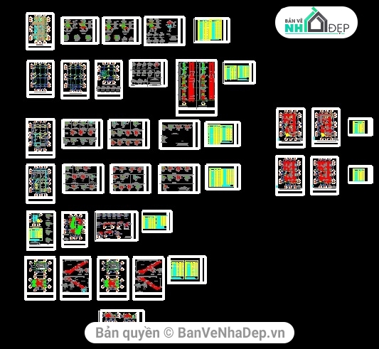 bản vẽ biệt thự hiện đại 2.5t KT 8x17.5,Bản vẽ biệt thự 2.5 tầng KT 8x17.5m,Biệt thự kích thước 8x17.5m cao 2.5 tầng