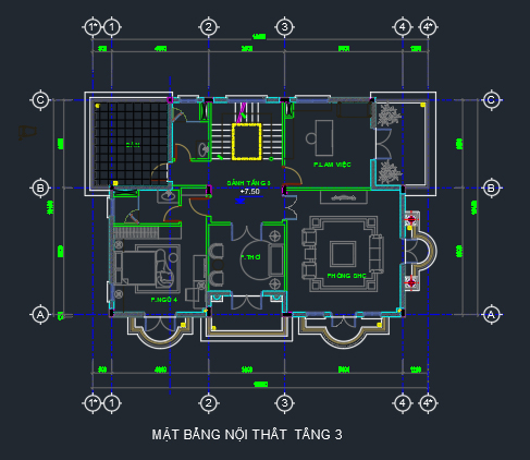 Biệt thự 3 tầng,biệt thự 3 tầng đẹp,File cad biệt thự 3 tầng,bản vẽ cad biệt thự 3 tầng