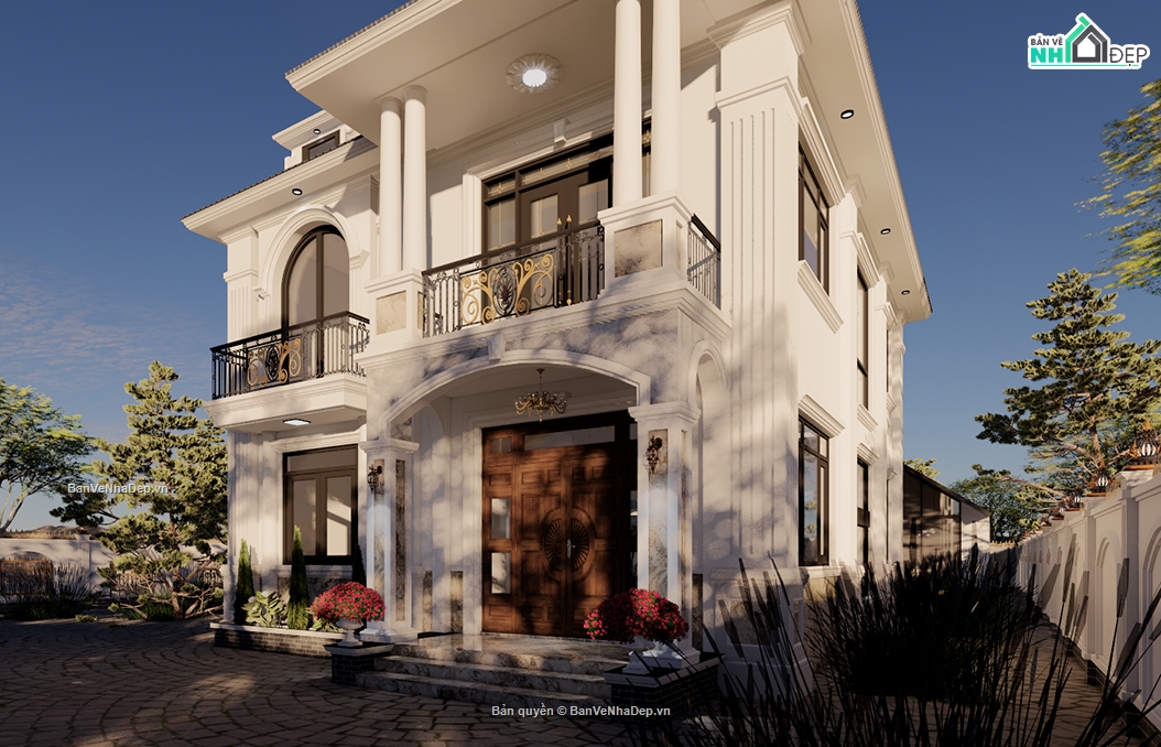 Bản vẽ nhà,Nhà hai tầng,biệt thự,kết cấu kiến trúc,biệt thự tân cổ điển,kiến trúc biệt thự