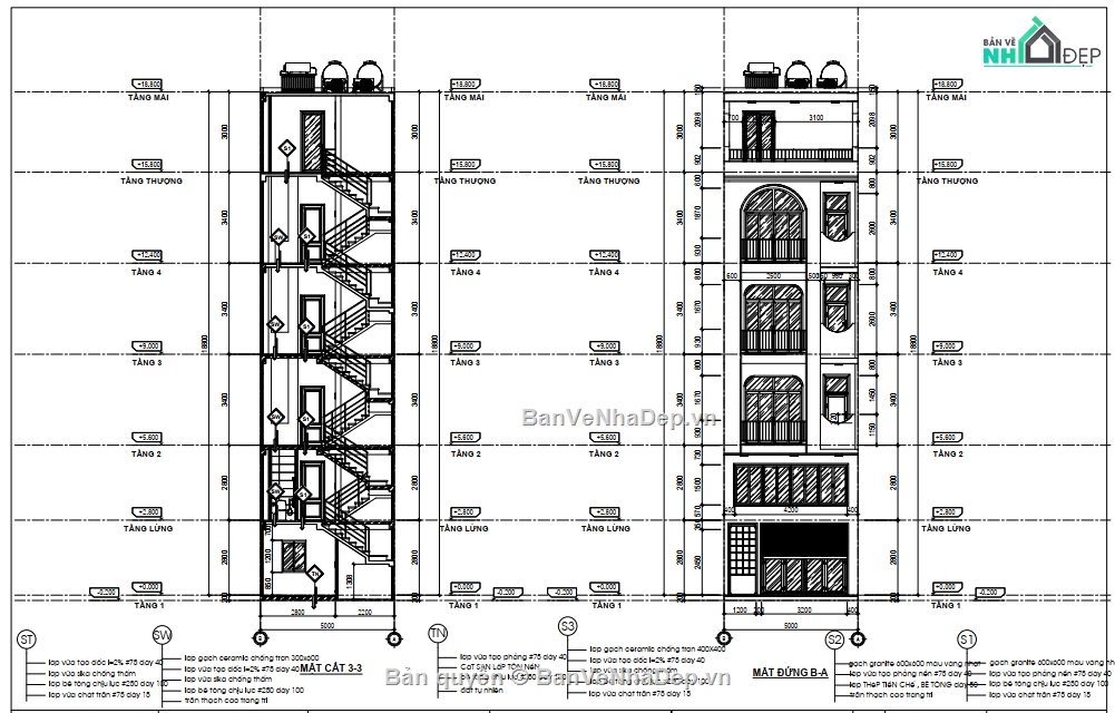 nhà 4 tầng,Bản vẽ nhà 4 tầng,thiết kế nhà 4 tầng