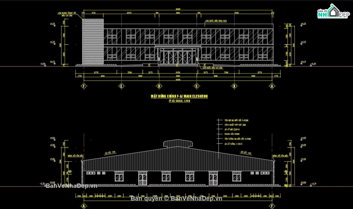 Bản vẽ kiến trúc nhà công nghiệp,Bản vẽ cad nhà công nghiệp 1 tầng,Bản vẽ nhà xưởng công nghiệp,Bản vẽ kết cấu nhà xưởng công nghiệp,Bản vẽ nhf công nghiệp 40x75m