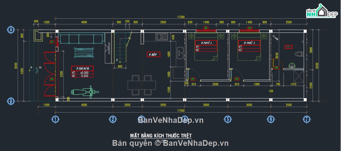 Bản vẽ nhà gác lửng 5x17,Bản vẽ nhà gác lửng,Bản vẽ nhà gác lửng đẹp