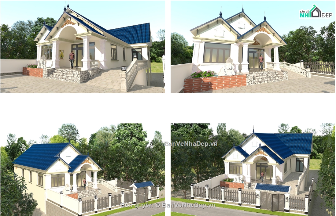 Bản vẽ biệt thự đẹp,Bản vẽ biệt thự 2 tầng đẹp,Bản vẽ biệt thự kích thước 12x16m