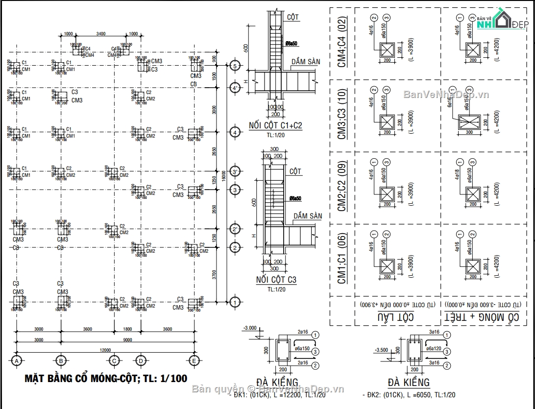 Bản vẽ biệt thự đẹp,Bản vẽ biệt thự 2 tầng đẹp,Bản vẽ biệt thự kích thước 12x16m