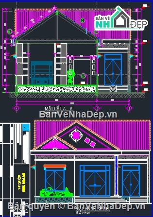 Bản vẽ nhà mái thái,Bản vẽ nhà mái thái tôn đẹp,Bản vẽ nhà mái thái đẹp