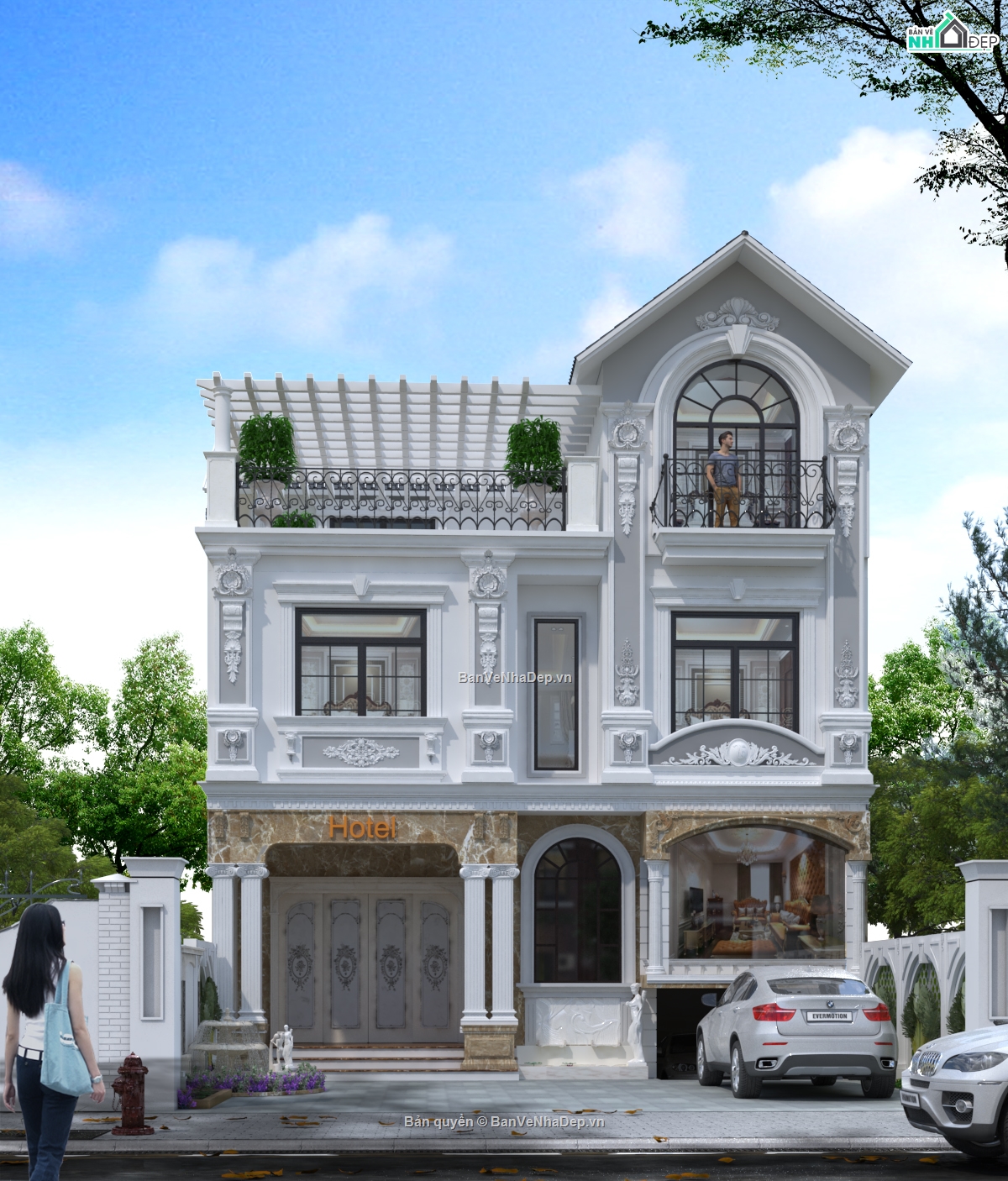 kết cấu kiến trúc,nhà 2 tầng,nhà nghỉ 9mx17m
