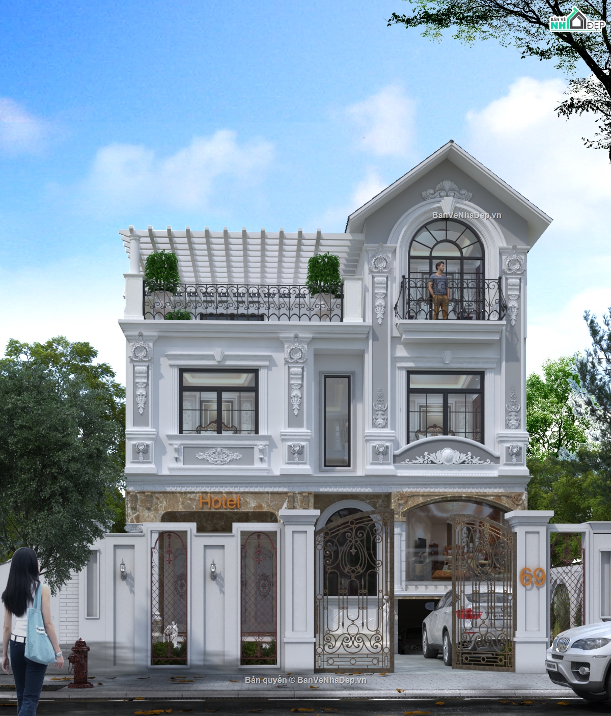 kết cấu kiến trúc,nhà 2 tầng,nhà nghỉ 9mx17m