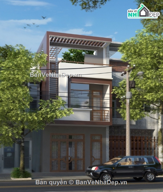 nhà phố 3 tầng,Bản vẽ nhà phố,nhà 3 tầng