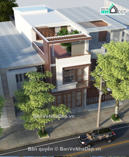 nhà phố 3 tầng,Bản vẽ nhà phố,nhà 3 tầng