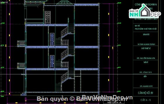 Nhà phố,Nhà phố 4 tầng,kiến trúc 4 tầng,nhà phố 4 tầng file cad