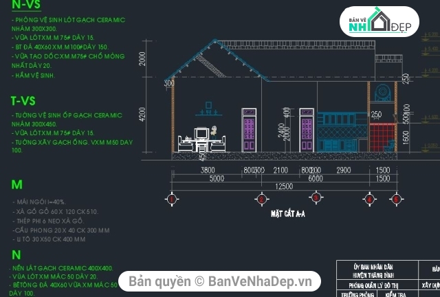 4 Bản Vẽ Full Kiến Trúc, Kết Cấu Nhà Phố 1 Tầng Mới 2020