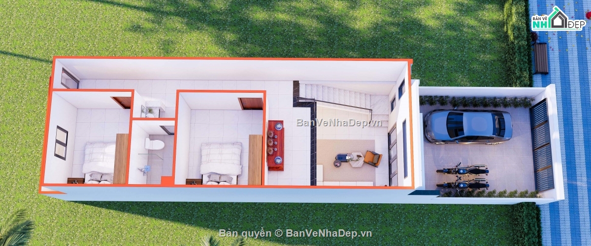 nhà gác lững 5x14m,nhà 1 tầng 1 lững,nhà 5x14m