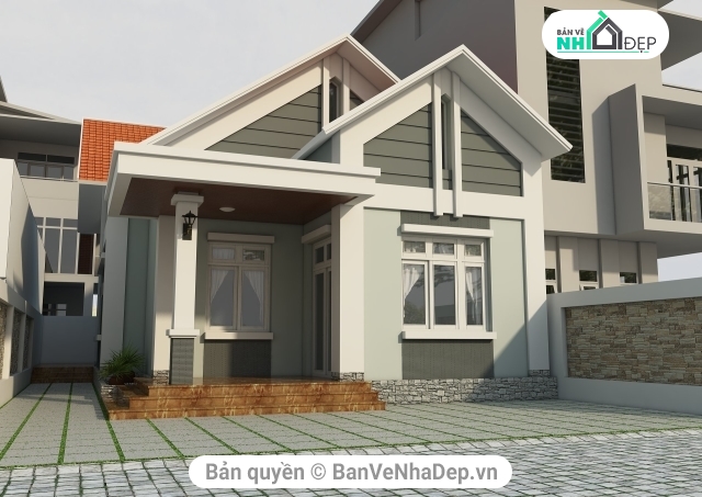 mẫu biệt thự phố 1 tầng,thiết kế nhà phố 1 tầng,file cad nhà phố 1 tầng,bản vẽ nhà 1 tầng