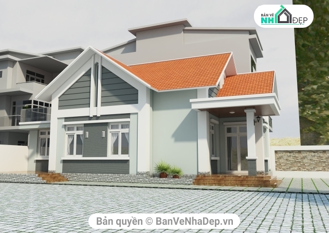 mẫu biệt thự phố 1 tầng,thiết kế nhà phố 1 tầng,file cad nhà phố 1 tầng,bản vẽ nhà 1 tầng