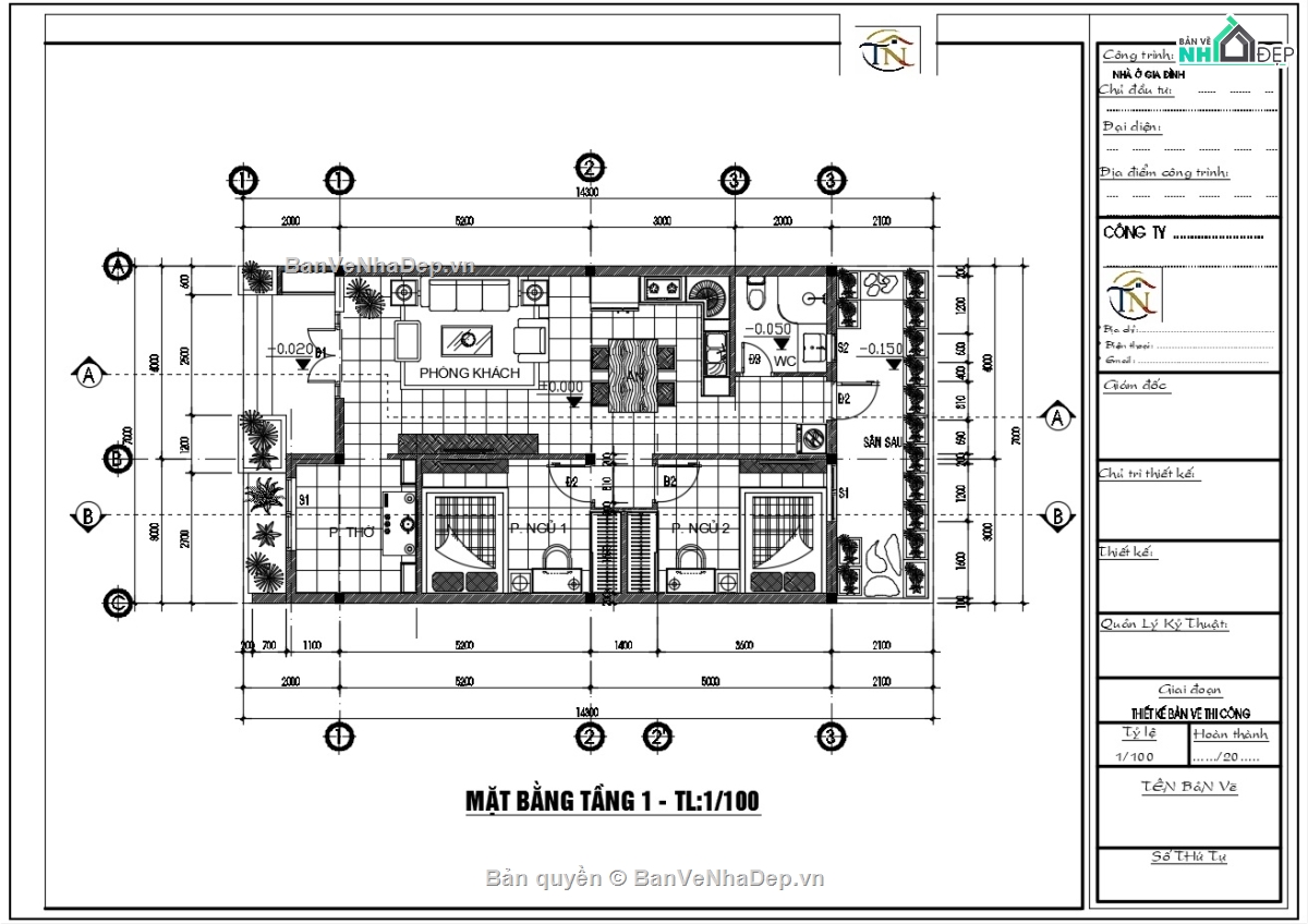 cad nhà phố,nhà phố 02 phòng ngủ,nhà phố hiện đại,tiểu cảnh sân vườn,nhà 1 tầng 7x14m