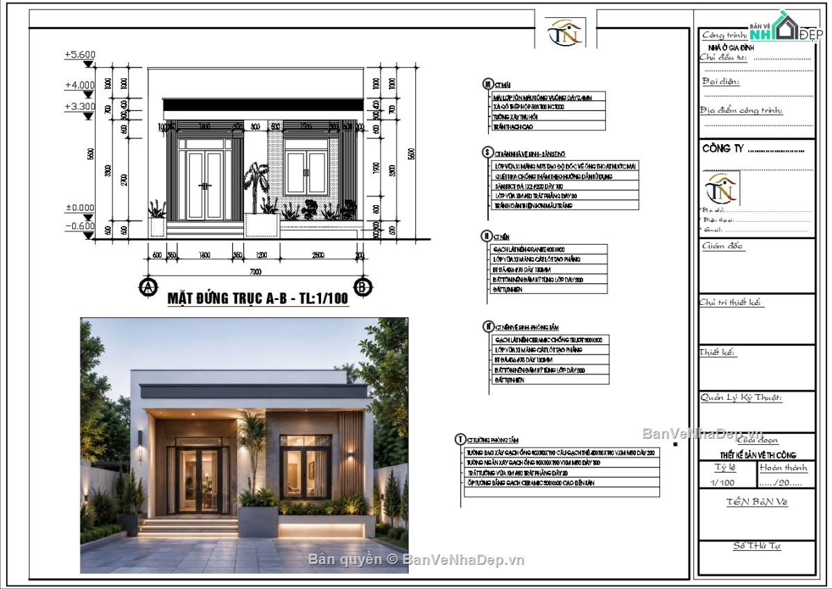cad nhà phố,nhà phố 02 phòng ngủ,nhà phố hiện đại,tiểu cảnh sân vườn,nhà 1 tầng 7x14m