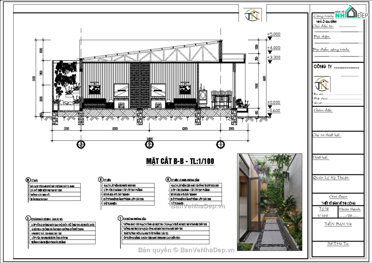 cad nhà phố,nhà phố 02 phòng ngủ,nhà phố hiện đại,tiểu cảnh sân vườn,nhà 1 tầng 7x14m