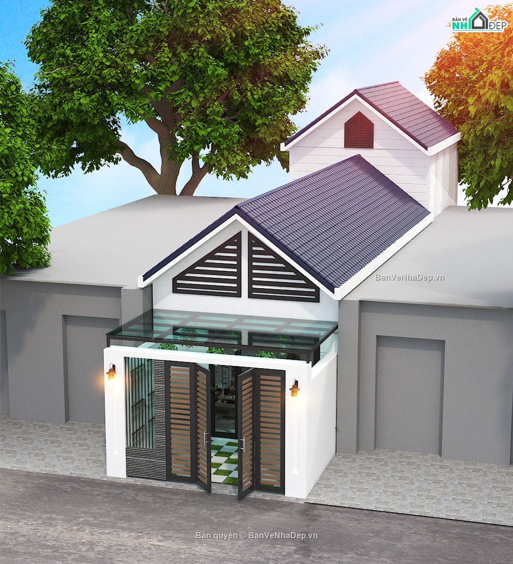 bản vẽ nhà 1 tầng,file cad nhà phố,bản vẽ nhà