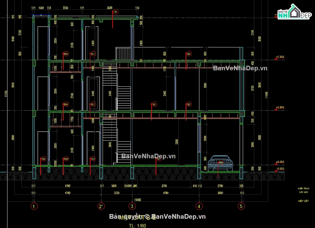 nhà phố 2 tầng 1 tum,bản vẽ nhà phố 2 tầng 1 tum,nhà phố 2 tầng,file cad nhà phố 2 tầng,bản vẽ nhà phố 2 tầng