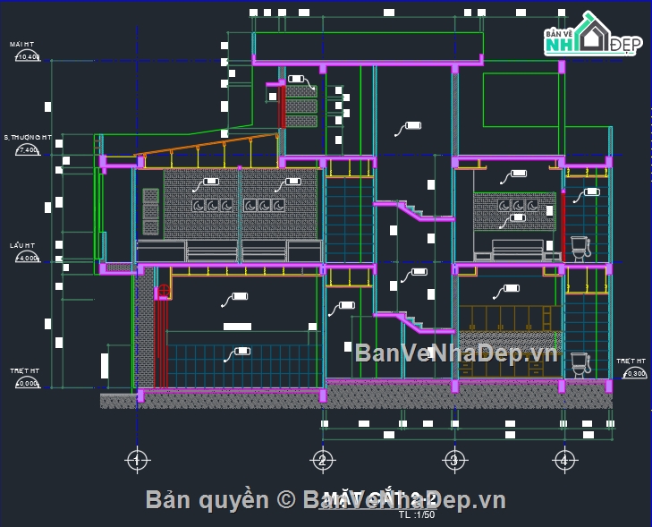 nhà phố 2 tầng,Bản vẽ nhà phố 4.5x15m,Bản vẽ nhà phố đẹp