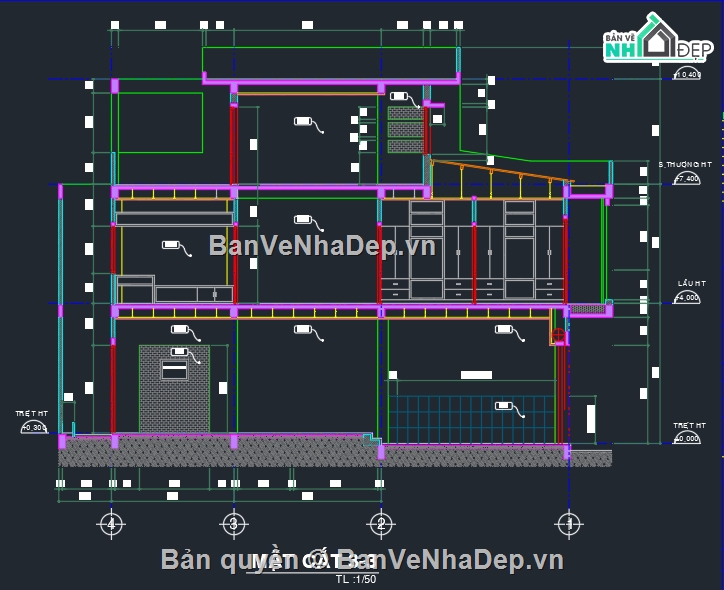 nhà phố 2 tầng,Bản vẽ nhà phố 4.5x15m,Bản vẽ nhà phố đẹp