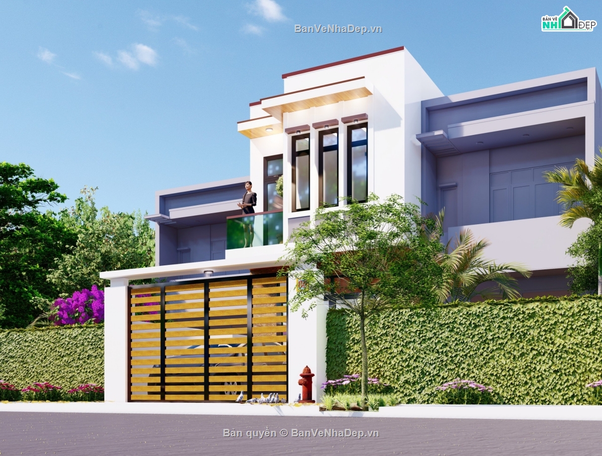 nhà phố 2 tầng,kiến trúc nhà phố 2 tầng,bản vẽ nhà phố 2 tầng,nhà phố hiện đại