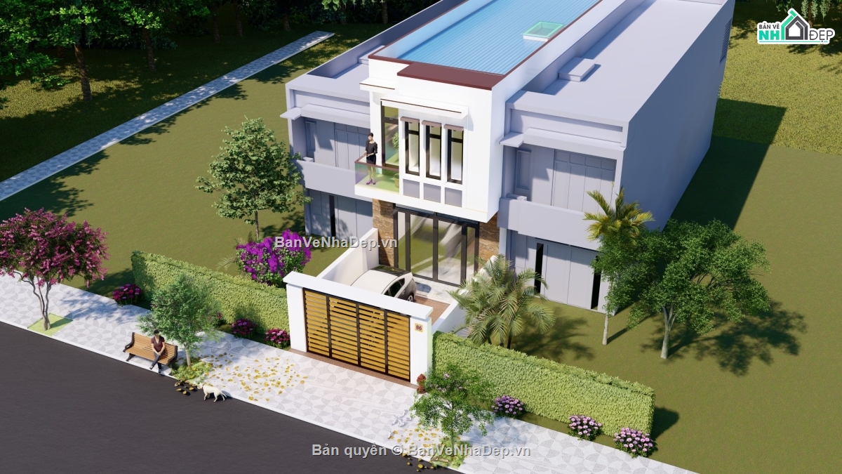 nhà phố 2 tầng,kiến trúc nhà phố 2 tầng,bản vẽ nhà phố 2 tầng,nhà phố hiện đại
