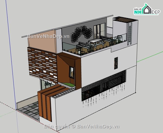 Nhà phố 2 tầng,model su nhà phố 2 tầng,file su nhà phố 2 tầng,nhà phố 2 tầng sketchup,sketchup nhà phố 2 tầng