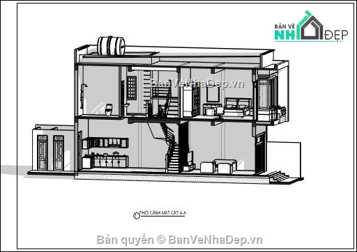 kiến trúc và kết cấu,Bản vẽ  nhà phố 2 tầng,nhà 2 tầng hiện đại,hiện đại,nhà phố tầng