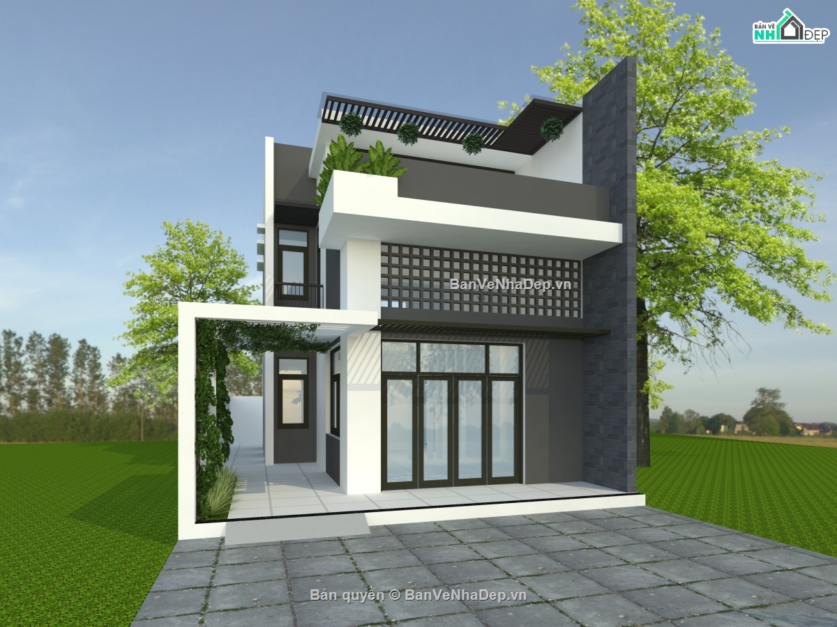 Bản vẽ  nhà phố 2 tầng,nhà chữ L,nhà 2 tầng hiện đại,mẫu nhà phố 2 tầng,file cad nhà phố 2 tầng