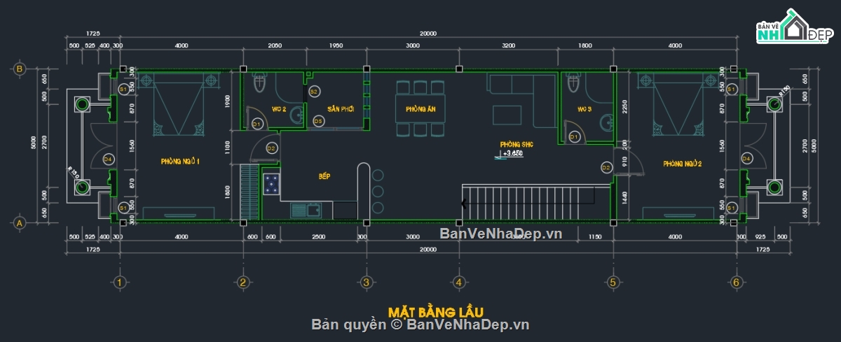 nhà phố 2 tầng 5x20m,nhà 2 tầng mái thái,Bản vẽ nhà phố 2 tầng mái thái 5x20m,bản vẽ nhà phố