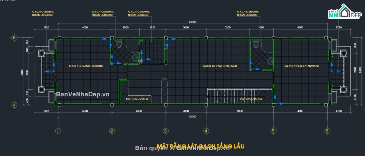 nhà phố 2 tầng 5x20m,nhà 2 tầng mái thái,Bản vẽ nhà phố 2 tầng mái thái 5x20m,bản vẽ nhà phố